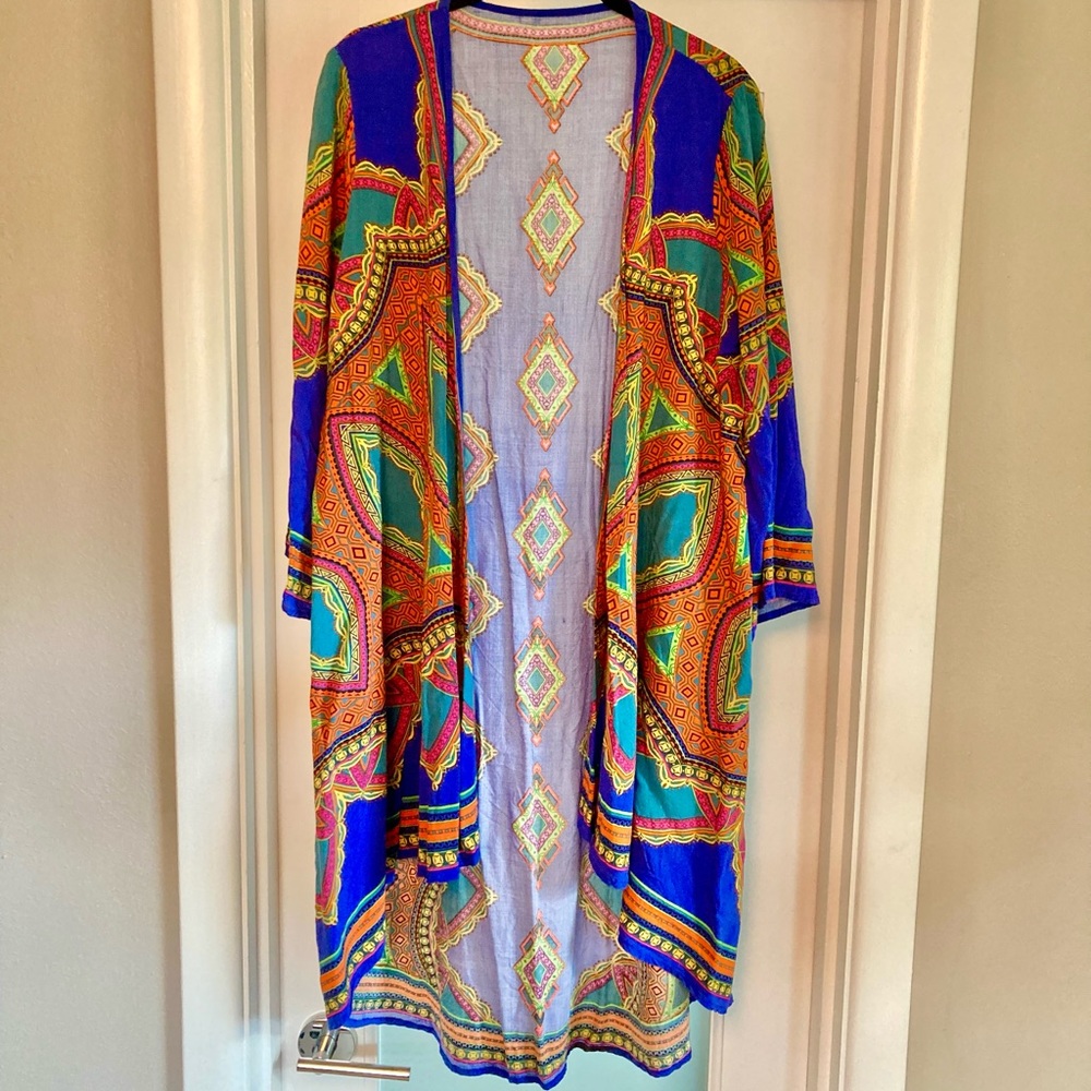 Colorful handmade by local artist cotton duster/cardigan